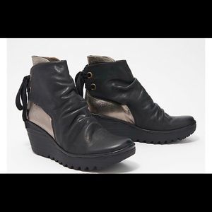 FLY London Yama booties, leather, Black, size 39